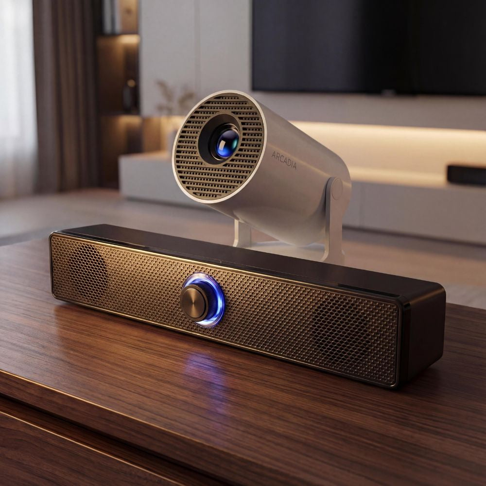Station Sonore Immersive 360° : Audio Bluetooth Haute-Fidélité pour Setup Projecteur & Jeu