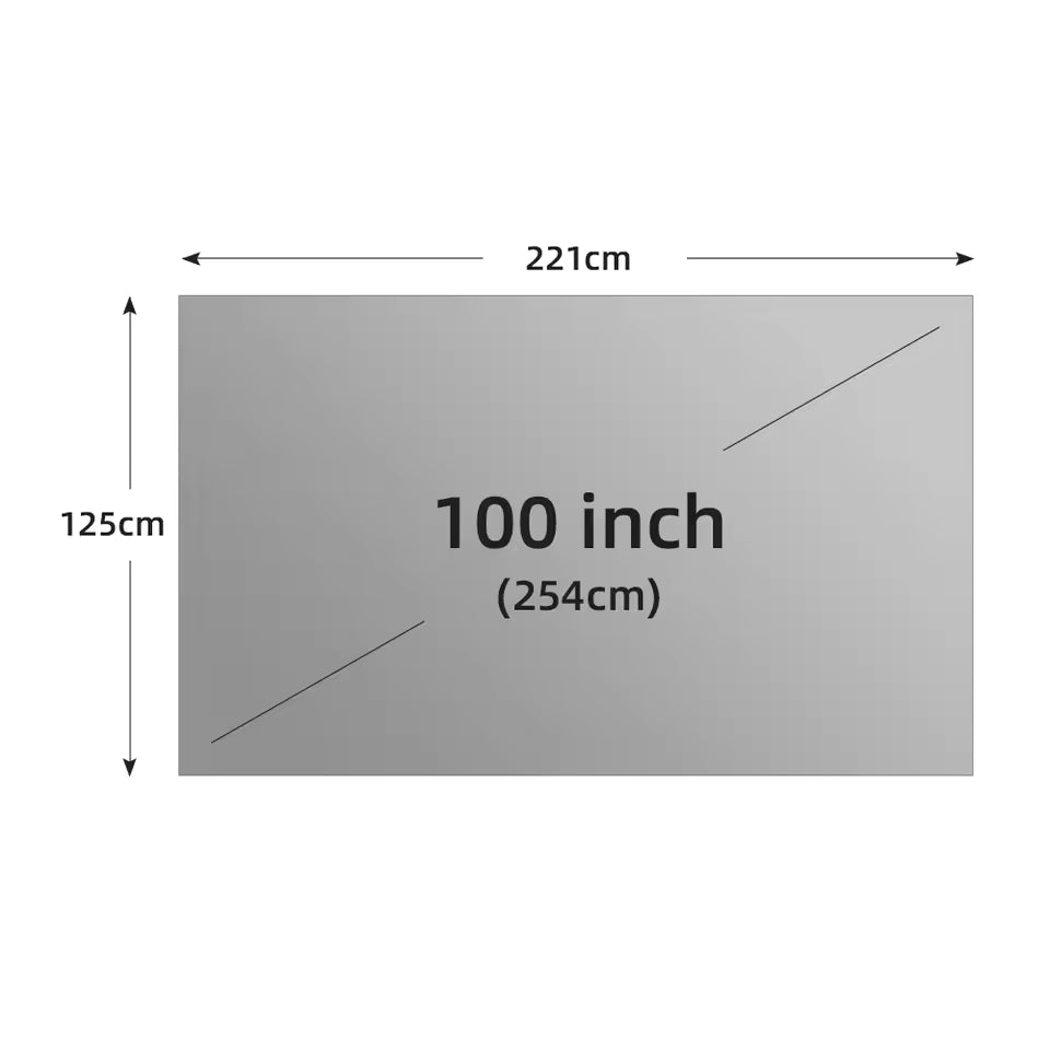 Toile de Projection 4K Surface Mate – Tissu Épais Anti-plis Haute Densité 16:9 – Multitaille (60" à 133")