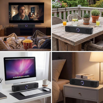 Station Sonore Immersive 360° : Audio Bluetooth Haute-Fidélité pour Setup Projecteur & Jeu