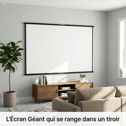 Toile de Projection 4K Surface Mate – Tissu Épais Anti-plis Haute Densité 16:9 – Multitaille (60" à 133")